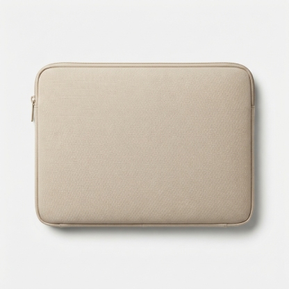 Beige padded tablet sleeve on seamless background