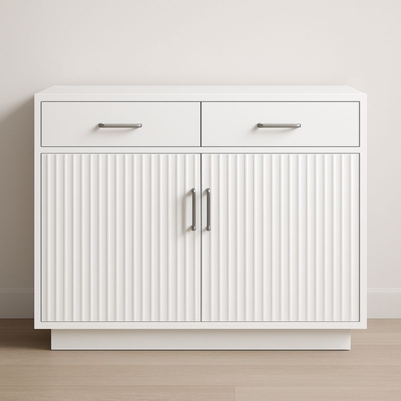 Buffet en MDF Blanc avec Poignées Métalliques