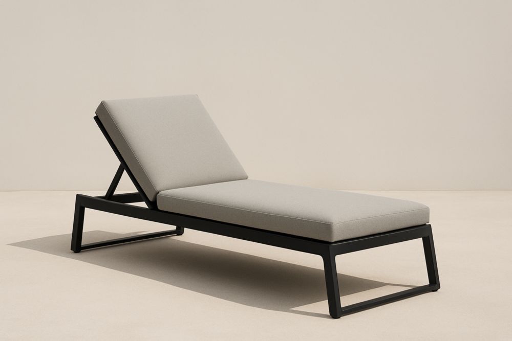 Lettino prendisole in alluminio con tessuto in poliestere grigio-Lumiresto