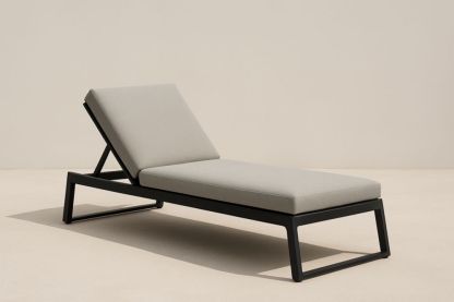 Lettino prendisole in alluminio con tessuto in poliestere grigio-Lumiresto