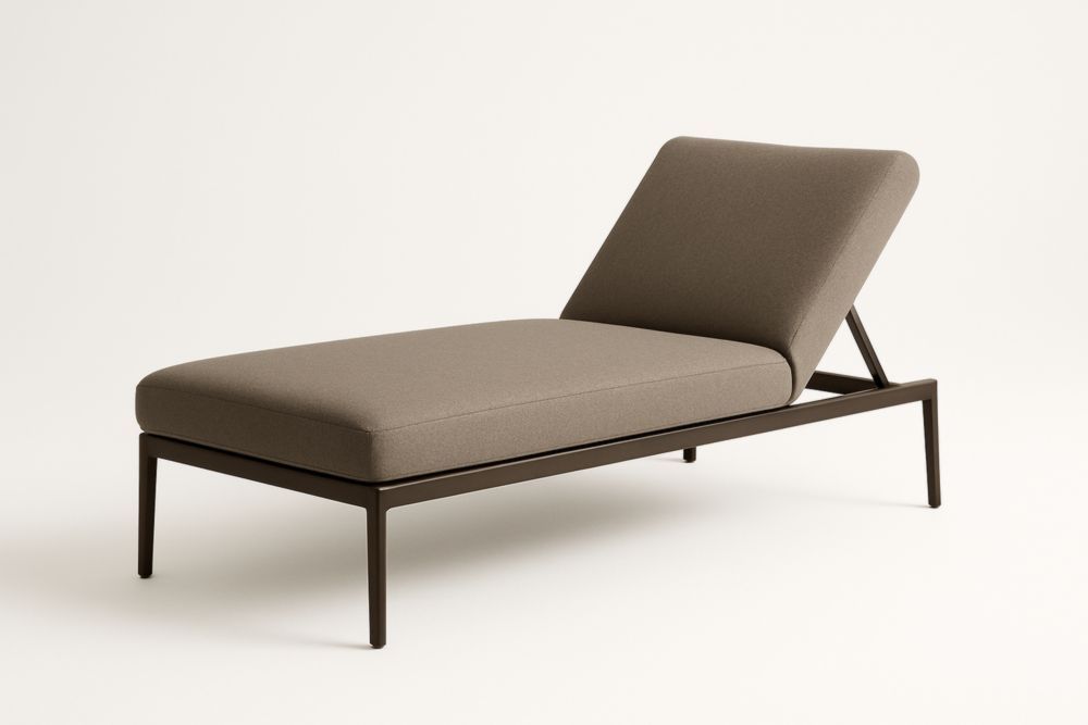 Chaise longue in alluminio con tessuto poliestere marrone-Lumiresto