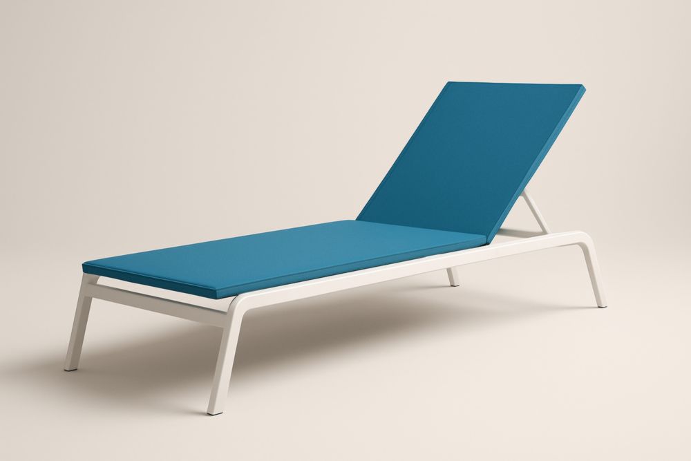 Lettino Prendisole in Alluminio con Rivestimento Blu-Lumiresto