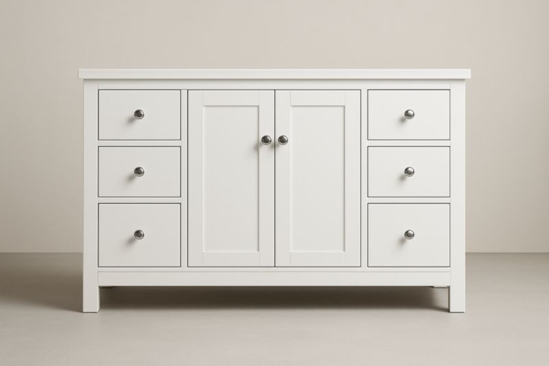 Buffet Blanc MDF 6 Tiroirs 2 Portes