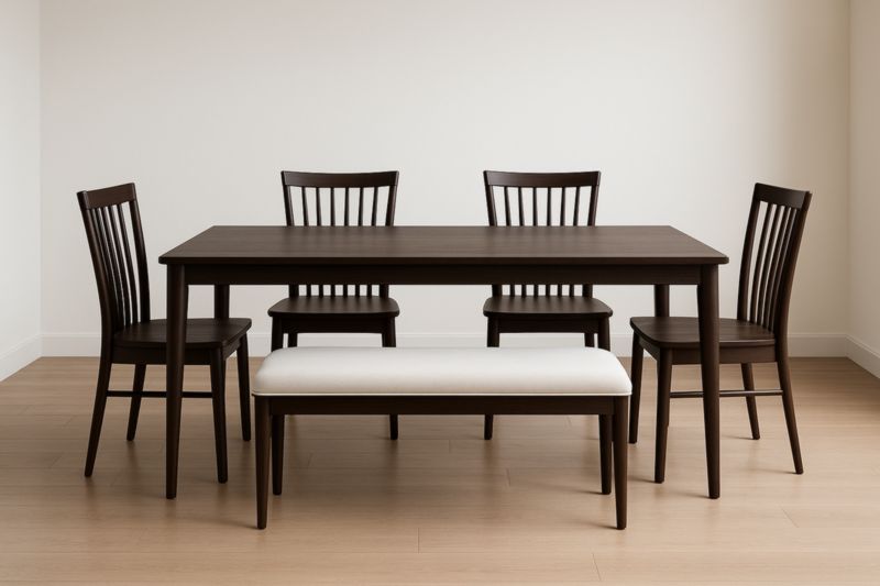 Ensemble de table à manger en bois avec 4 chaises et banc