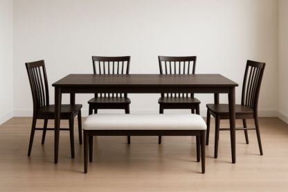 Ensemble de table à manger en bois avec 4 chaises et banc