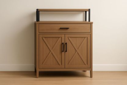 Buffet en Bois avec Portes et Étagère Supérieure