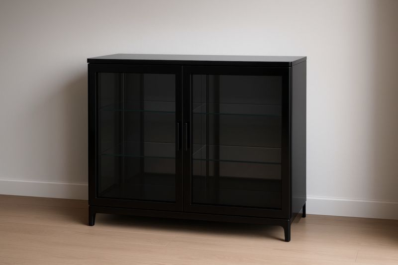 Buffet en métal et verre noir 120x80x40 cm