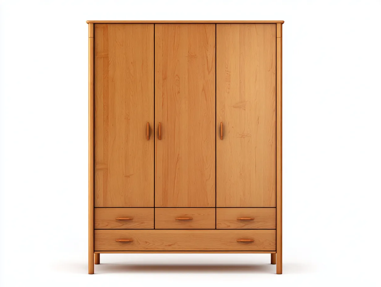 Armadio a 3 ante-Legno massello-175x58x195 cm-rovere naturale-Classico-Homigohaus