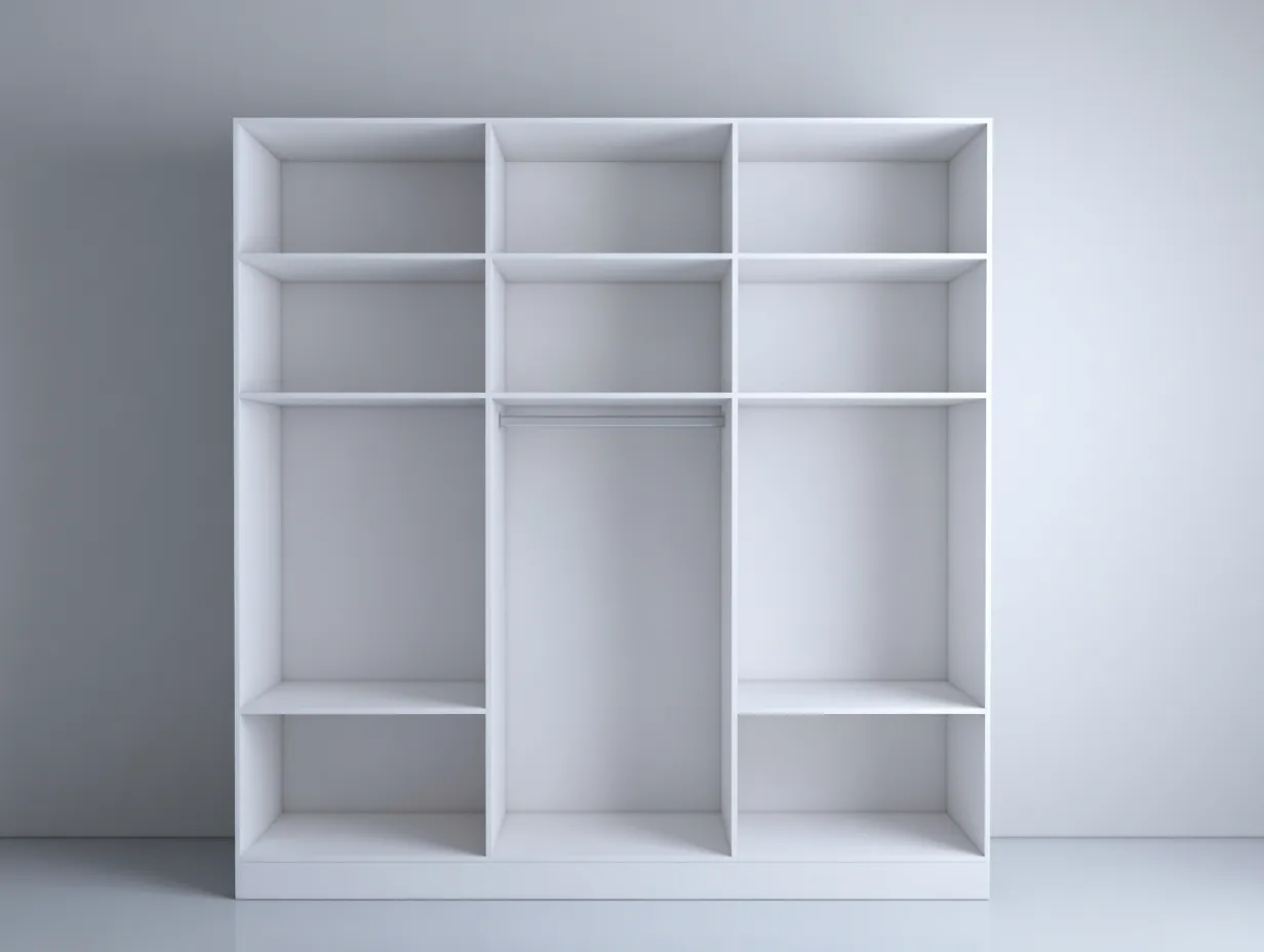 Armadio aperto-legno-178x52x198 cm-bianco-design moderno-Homigohaus