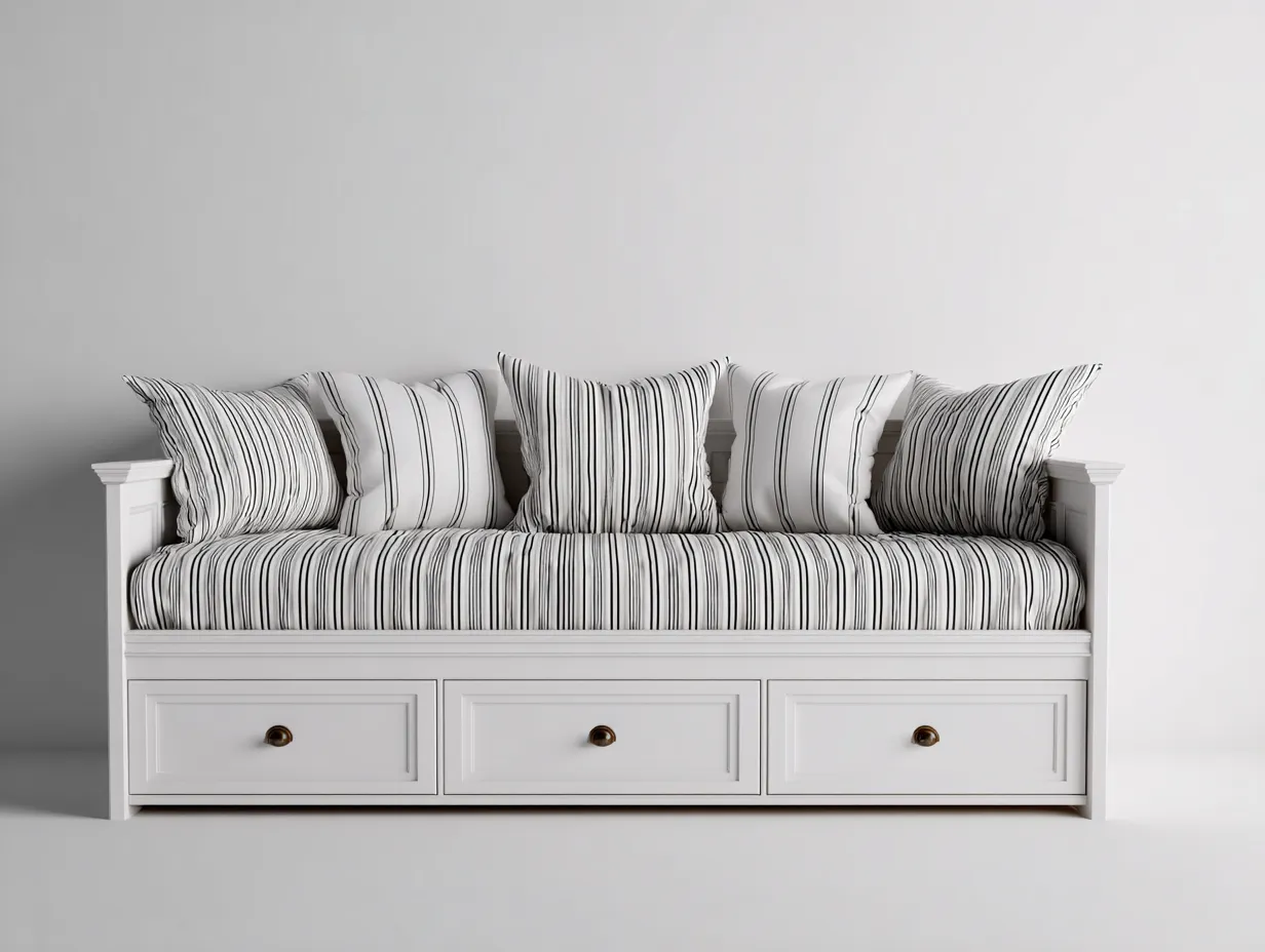 Divano letto-legno-tessuto-210x96x90 cm-bianco-stile classico-Homigohaus