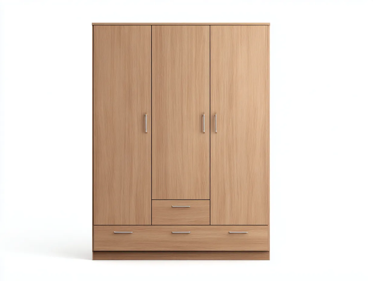 Armadio a 3 ante-Legno ingegnerizzato-180x60x200 cm-rovere chiaro-Moderno-Homigohaus