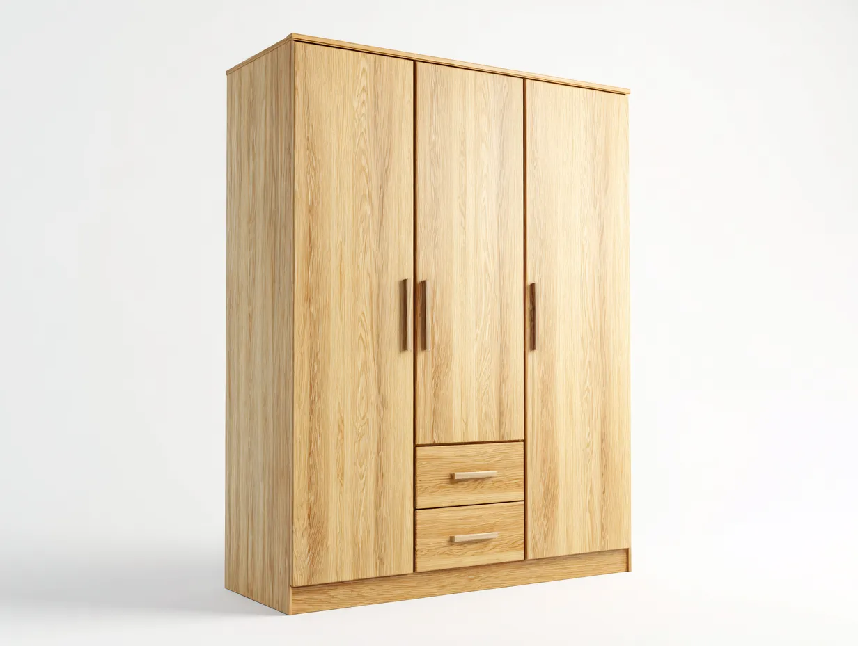 Armadio a 3 ante-Legno massello-172x59x196 cm-rovere chiaro-Moderno-Homigohaus