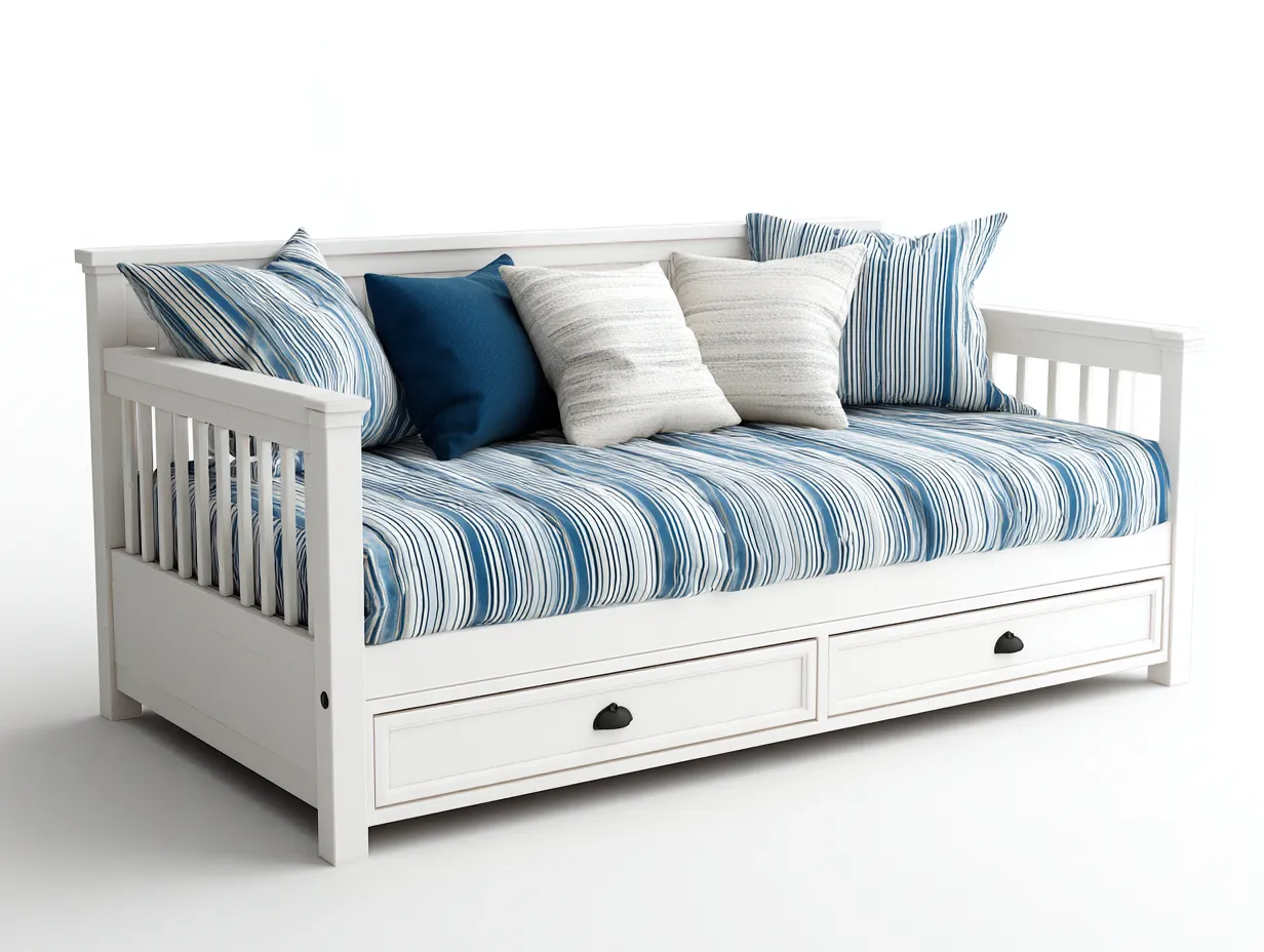 Divano letto-legno-tessuto-205x95x88 cm-bianco-stile classico-Homigohaus