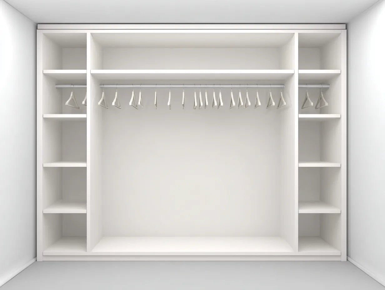 Armadio aperto-legno-metallo-260x62x215 cm-bianco-design moderno-Homigohaus