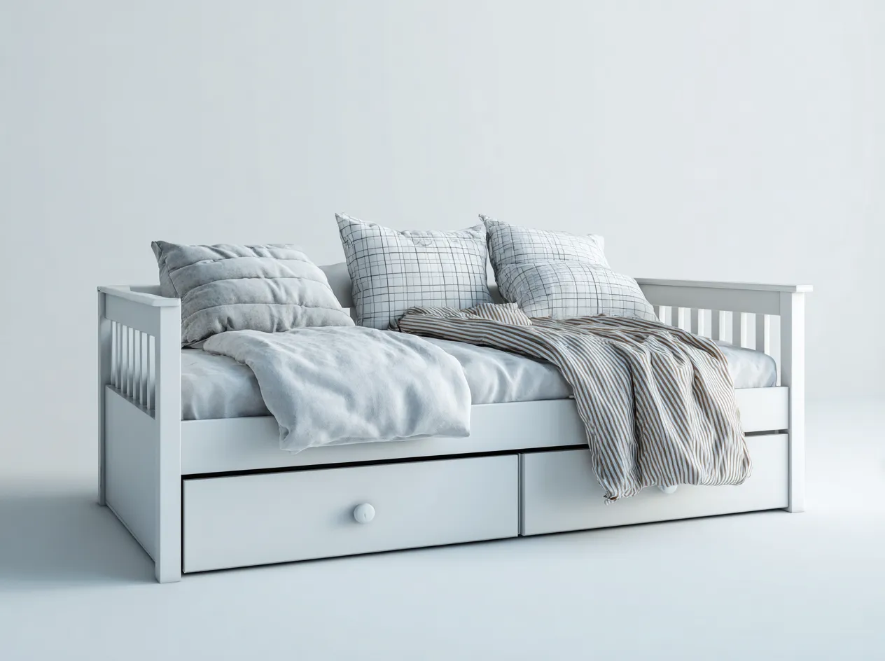 Divano letto-legno-tessuto-190x95x80 cm-bianco-stile moderno-Homigohaus