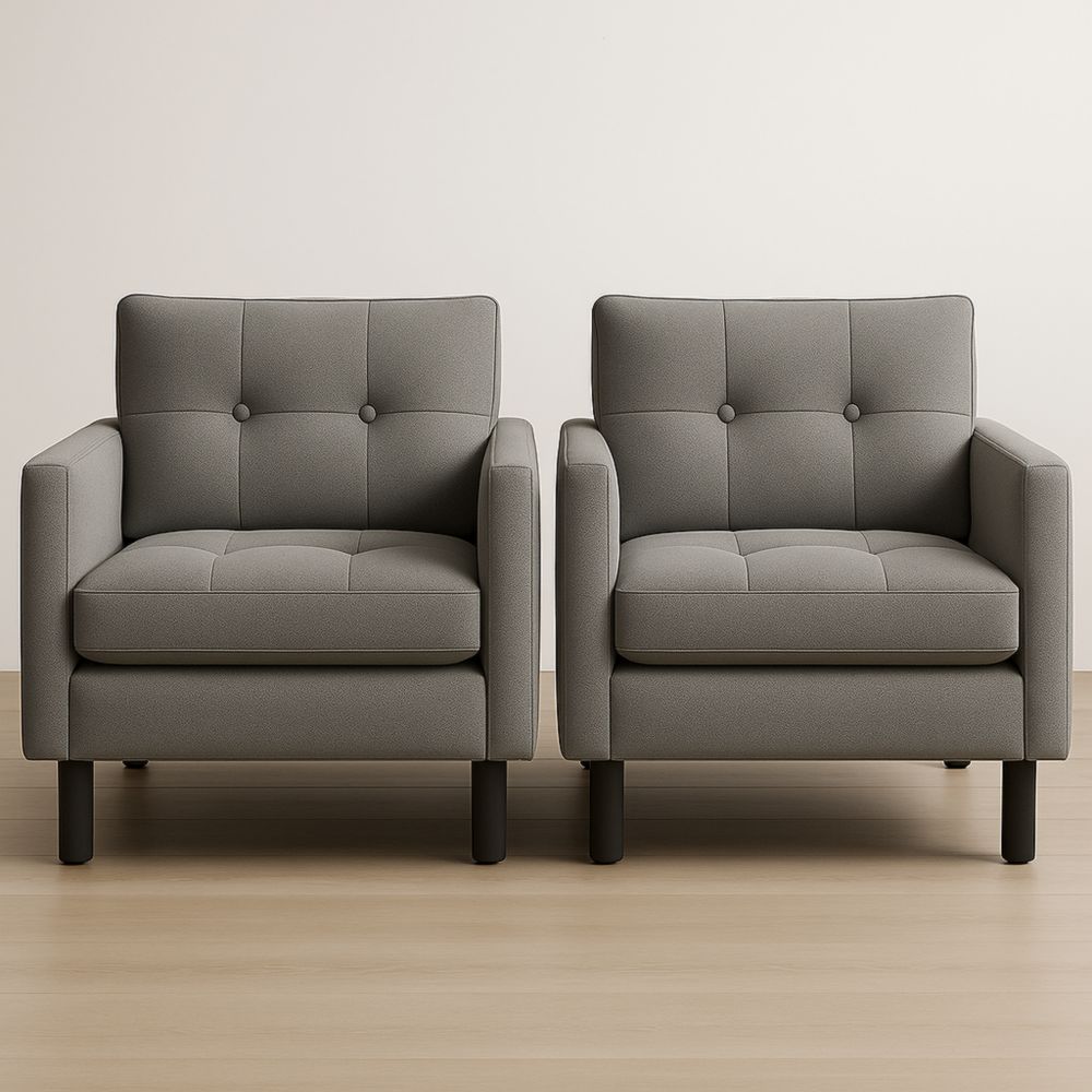 Lot de 2 fauteuils en tissu avec accoudoirs et pieds en métal 80cm x 75cm x 85cm
