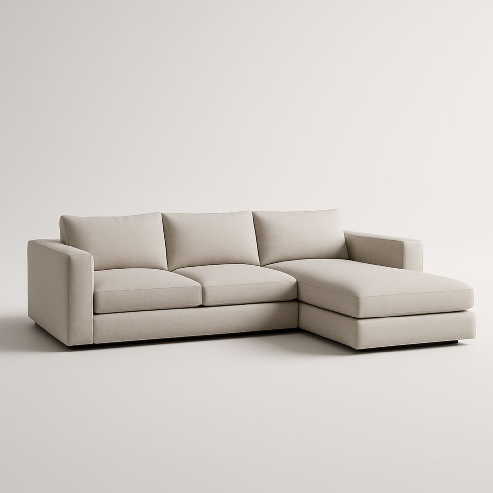 Canapé d'angle 3 places Tissu Bois Beige