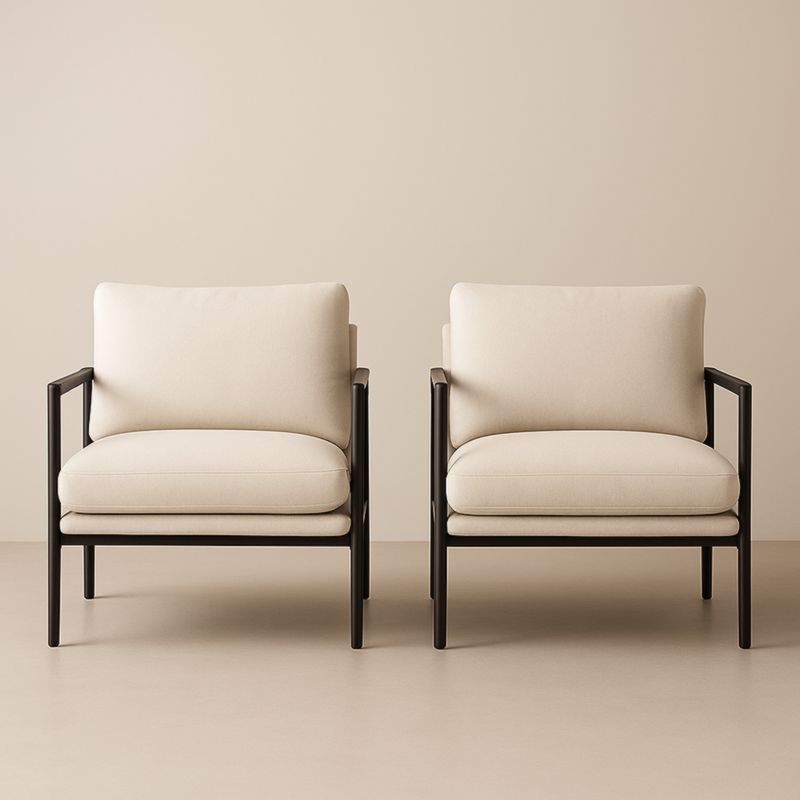 Lot de 2 fauteuils en tissu avec structure en acier