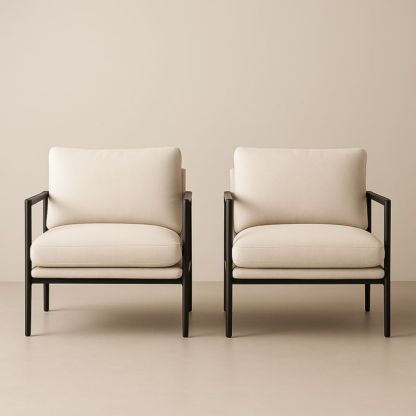 Lot de 2 fauteuils en tissu avec structure en acier