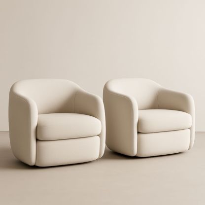 Lot de 2 fauteuils en tissu Blanc crème