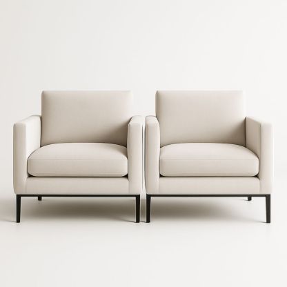 Fauteuils en Tissu Beige avec Cadre en Métal