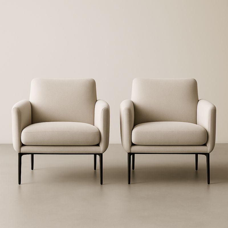 Fauteuils en Tissu Beige avec Pieds Métalliques Noirs