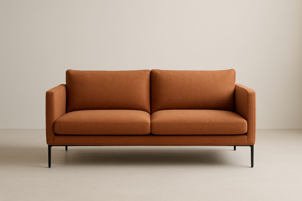 Canapé 2 places tissu polyester Orange pieds métal