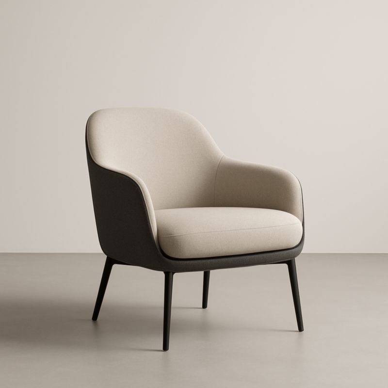 Fauteuil en tissu polyester beige et noir avec pieds en métal