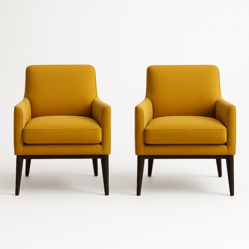 Lot de 2 Fauteuils en Tissu Moutarde