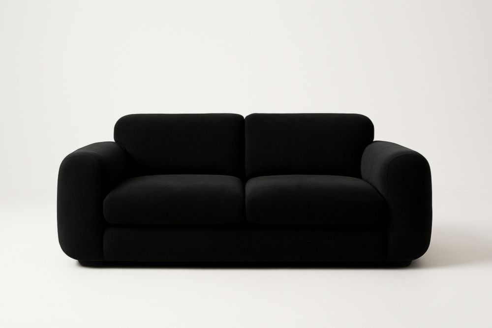 Canapé 2 Places en Tissu Noir