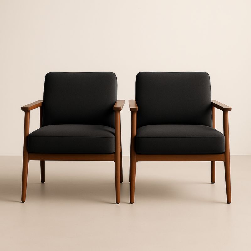 Paire de fauteuils en bois et tissu noir