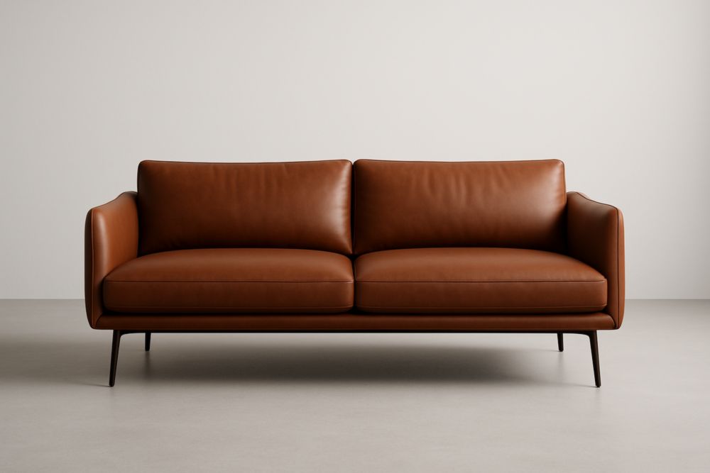 Canapé 2 Places en Cuir Brun