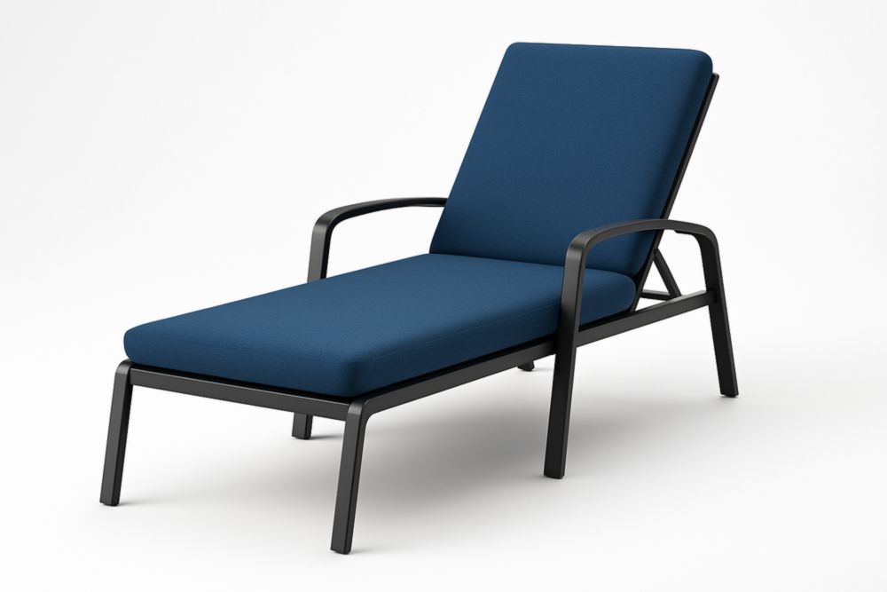 Sdraio in Alluminio con Cuscino in Poliestere Blu-Modernformia