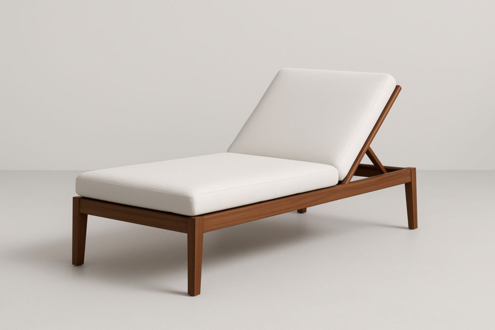 Lettino prendisole regolabile in legno massello con tessuto in poliestere bianco-Modernformia