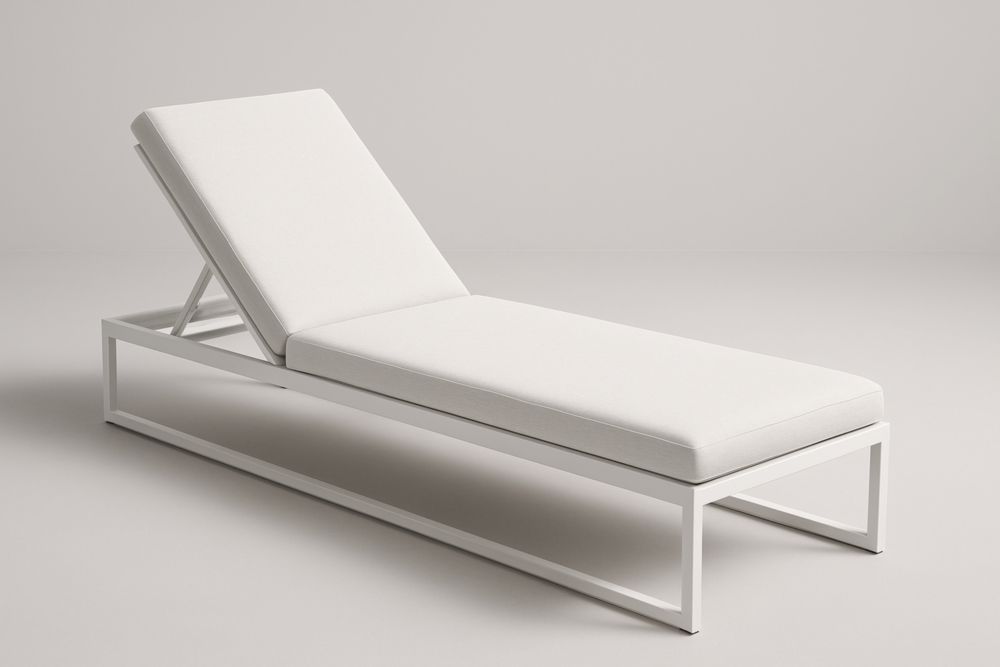 Sdraio regolabile in acciaio bianco con cuscino in tessuto poliestere bianco-Modernformia