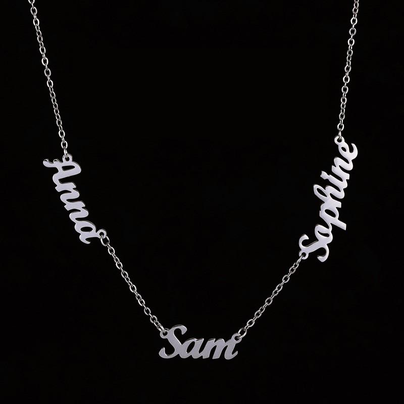 AS025 For Mother's Day Multiple Names Custom Cut Necklace Personalized Gift Stainless Steel Letter Necklace  Anniversary Valentine's Day