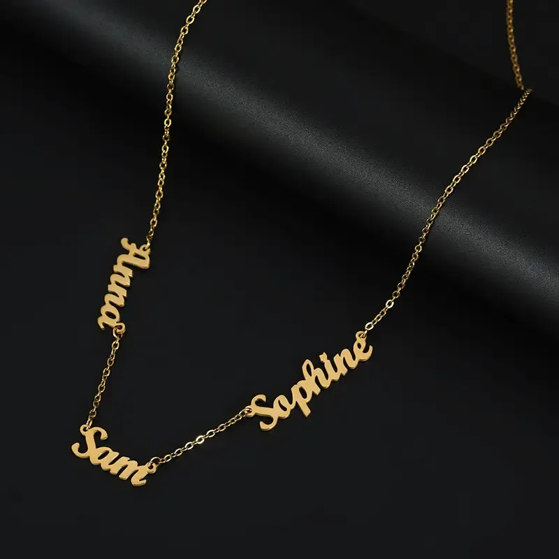 AS025 For Mother's Day Multiple Names Custom Cut Necklace Personalized Gift Stainless Steel Letter Necklace Anniversary Valentine's Day