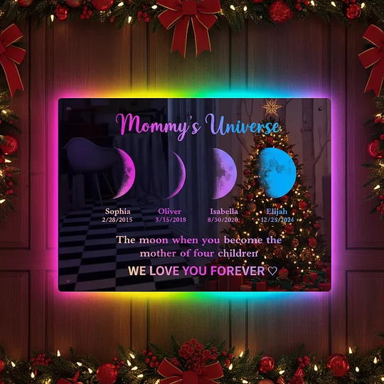 🎁Custom Led Mirror Light Frame With Text And Date-Mom's Universe