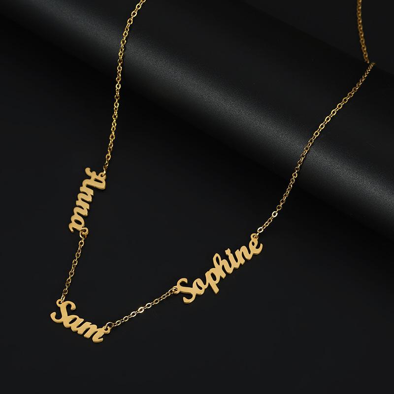 AS025 For Mother's Day Multiple Names Custom Cut Necklace Personalized Gift Stainless Steel Letter Necklace  Anniversary Valentine's Day