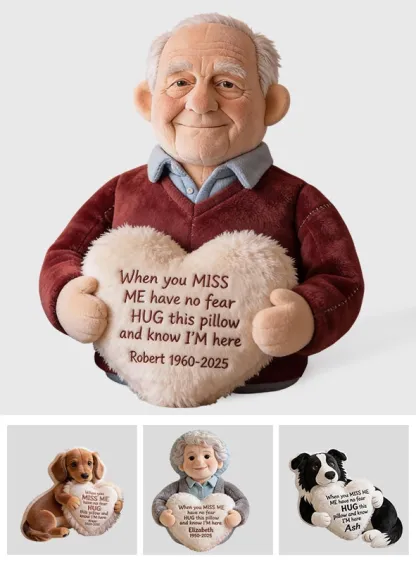 Custom From Photo - When You Miss Me - Personalized Memorial Faux Fur Shaped Pillow