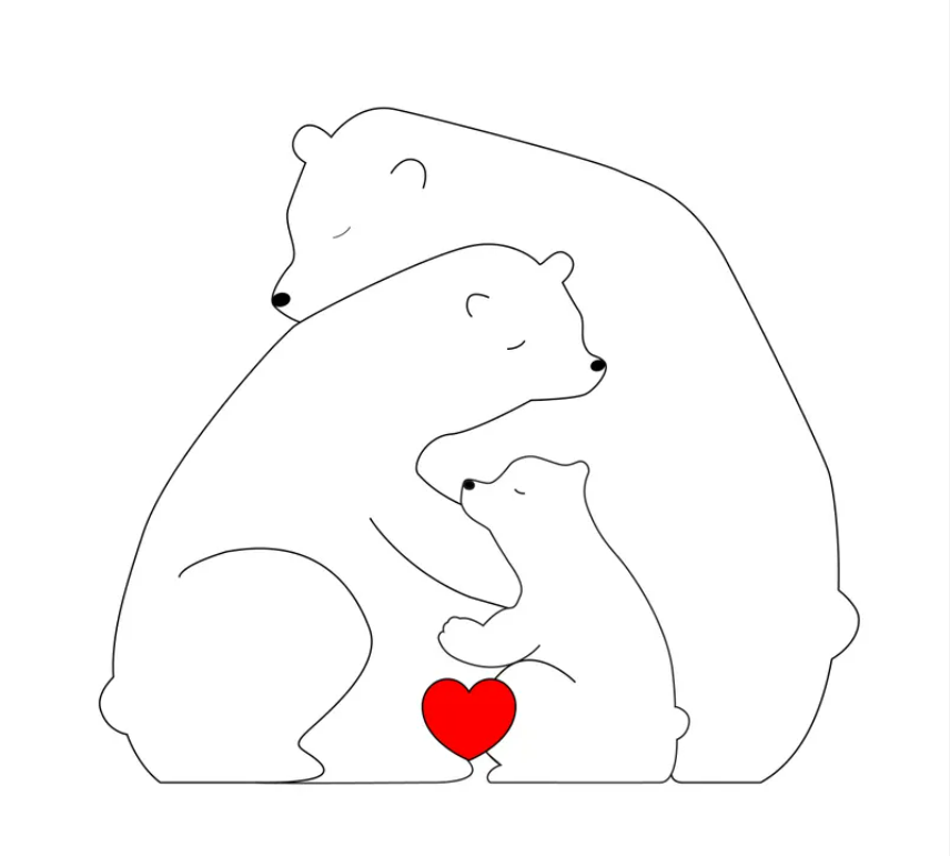 Personalized Wooden Bears Family Puzzle