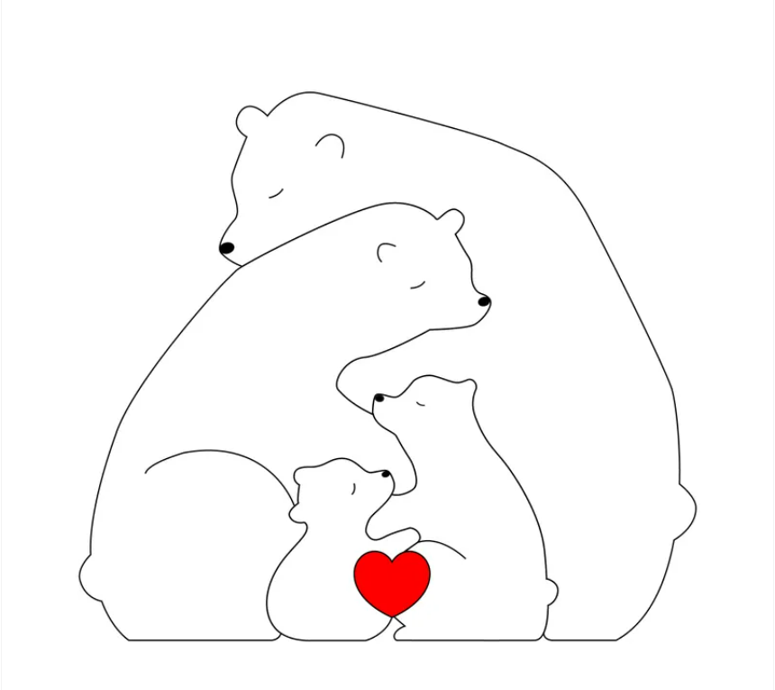 Personalized Wooden Bears Family Puzzle