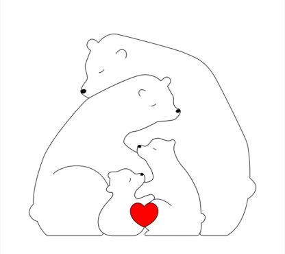 Personalized Wooden Bears Family Puzzle