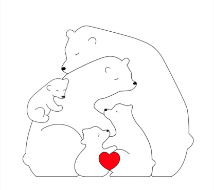 Personalized Wooden Bears Family Puzzle