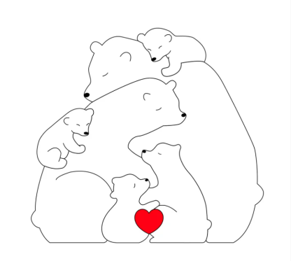 Personalized Wooden Bears Family Puzzle