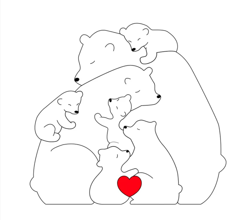 Personalized Wooden Bears Family Puzzle
