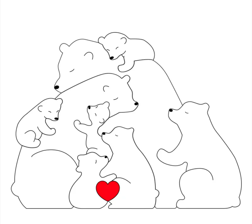 Personalized Wooden Bears Family Puzzle