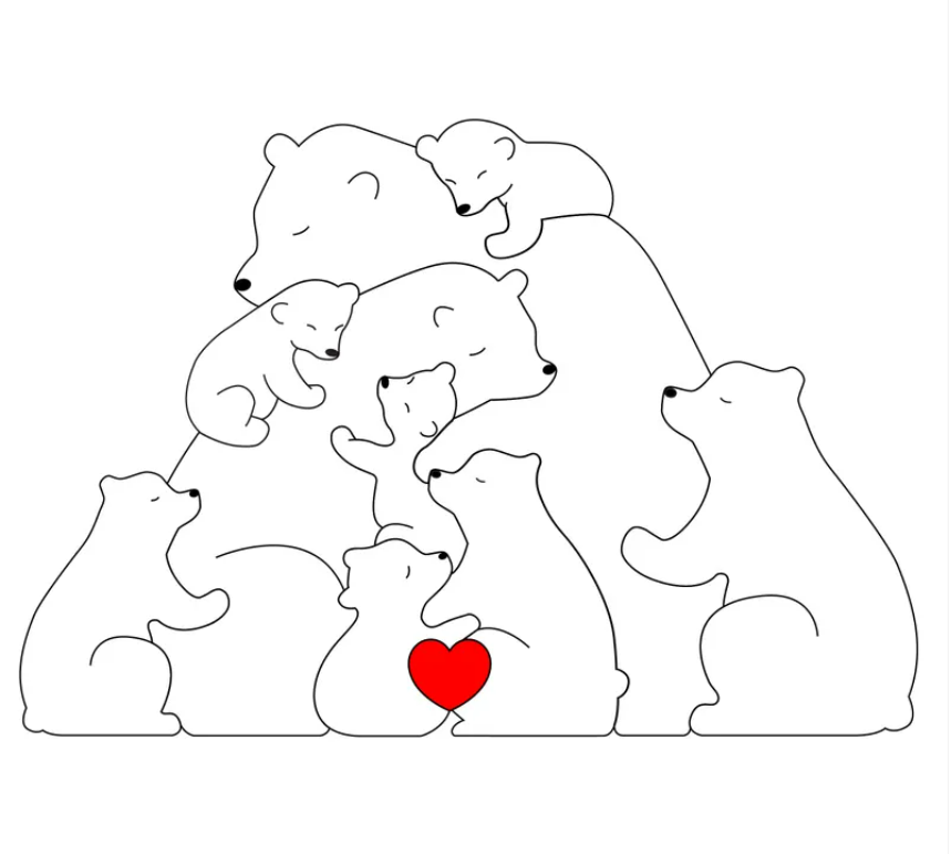 Personalized Wooden Bears Family Puzzle