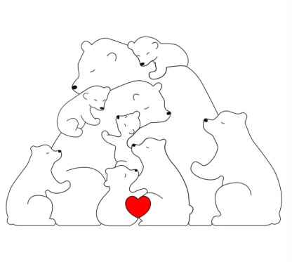 Personalized Wooden Bears Family Puzzle