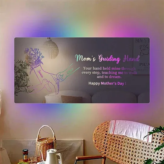 🌈Hand in Hand Personalized Mom and Kids Personalized Mirror Light - 👩‍👧‍👦Creative Christmas Gift